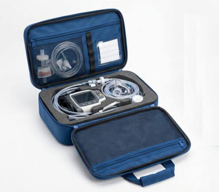 Medical device kit in fitted case