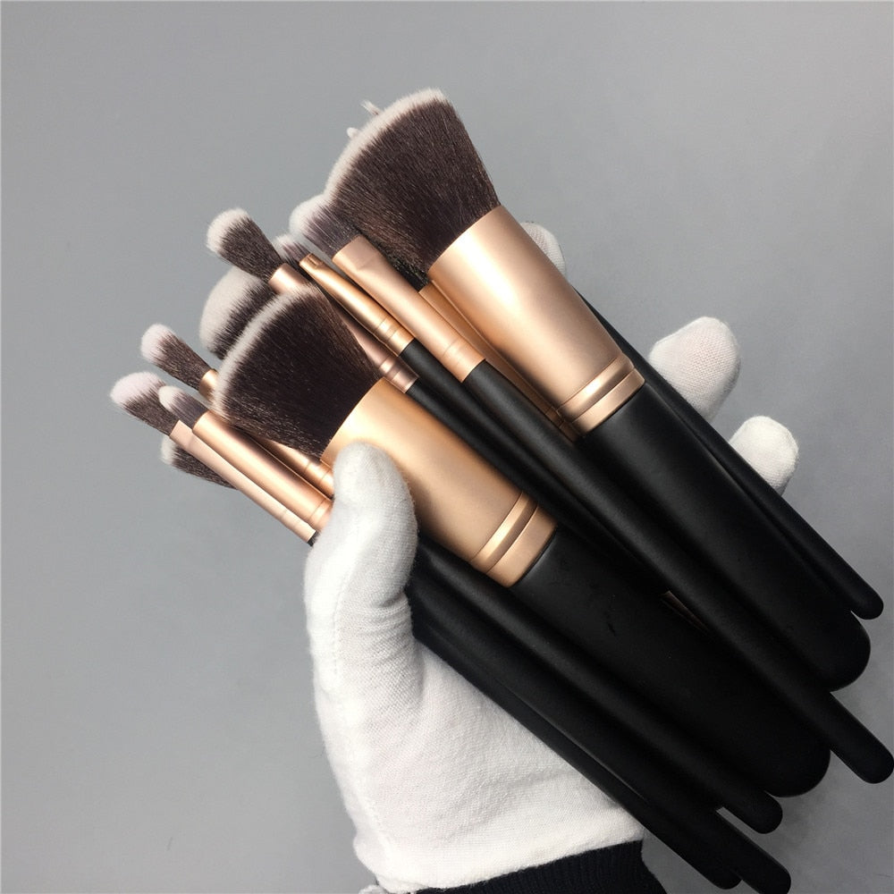 14 Piece Black Makeup Brush Set