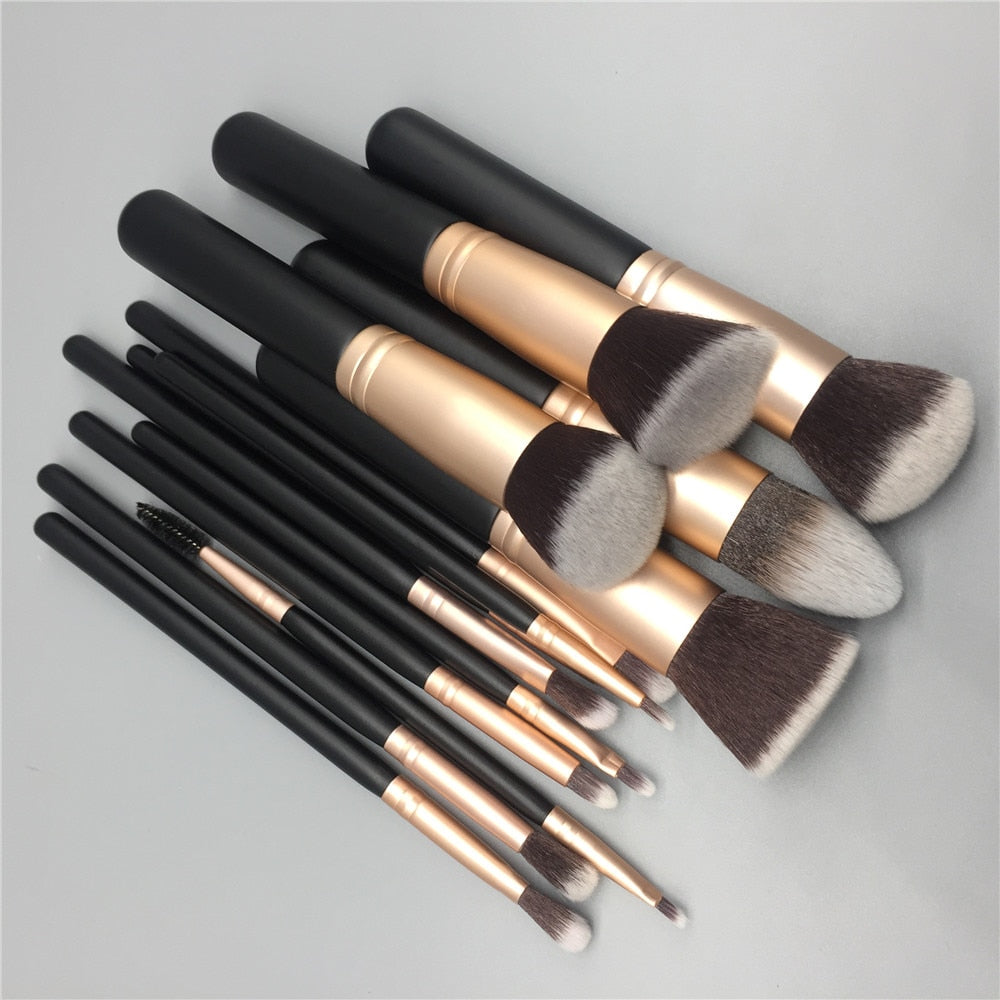 14 Piece Black Makeup Brush Set