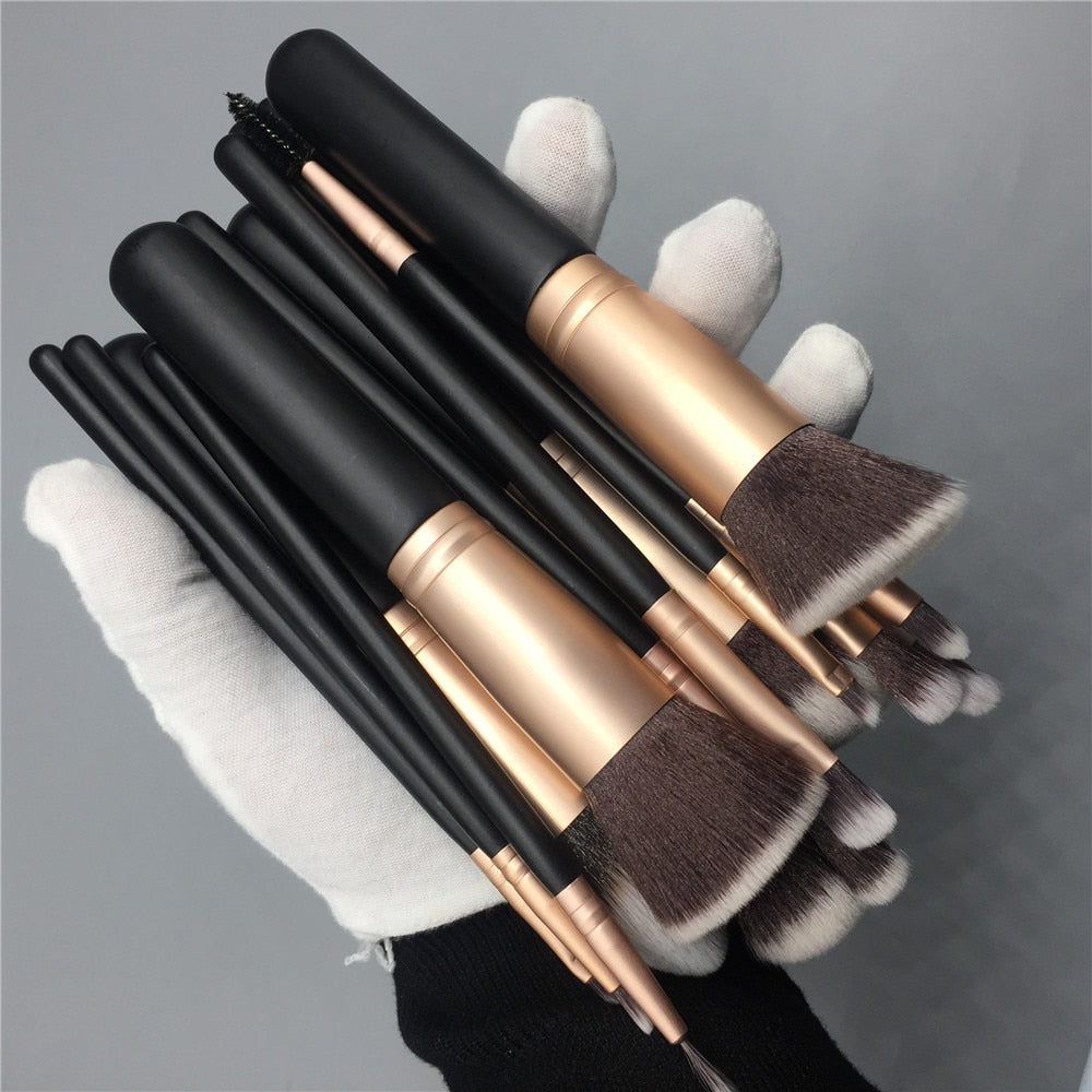 14 Piece Black Makeup Brush Set