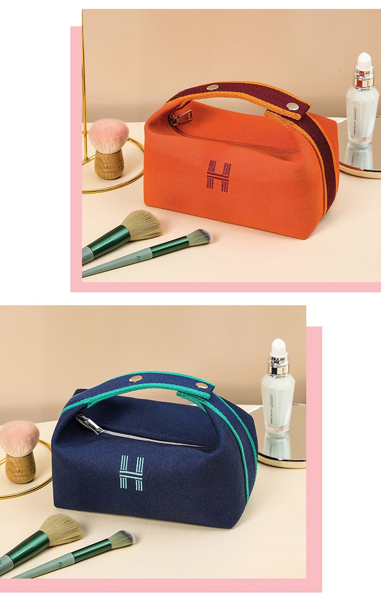 H Canvas Makeup Bag