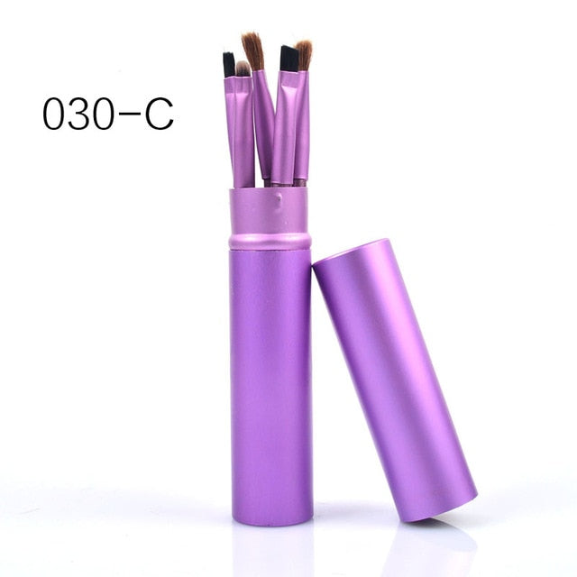 5 Piece Makeup Brush Set With Cup Tube Holder